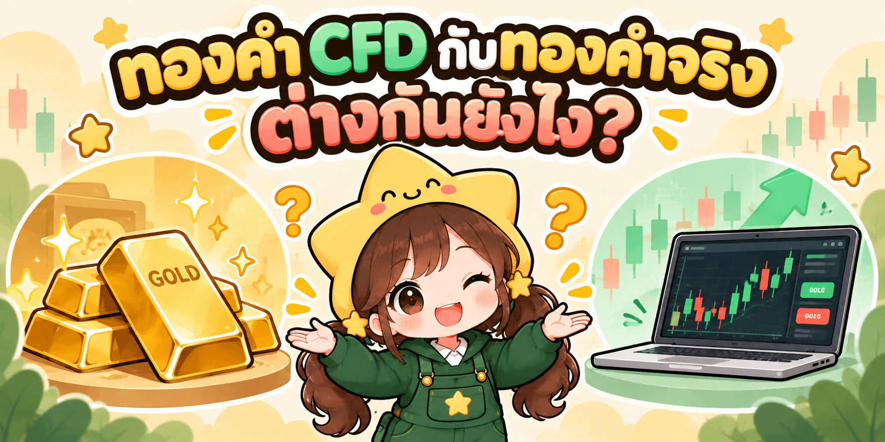 ภาพประกอบเปรียบเทียบทองคำแท่งจริงกับสัญญา CFD ที่อ้างอิงราคาทอง