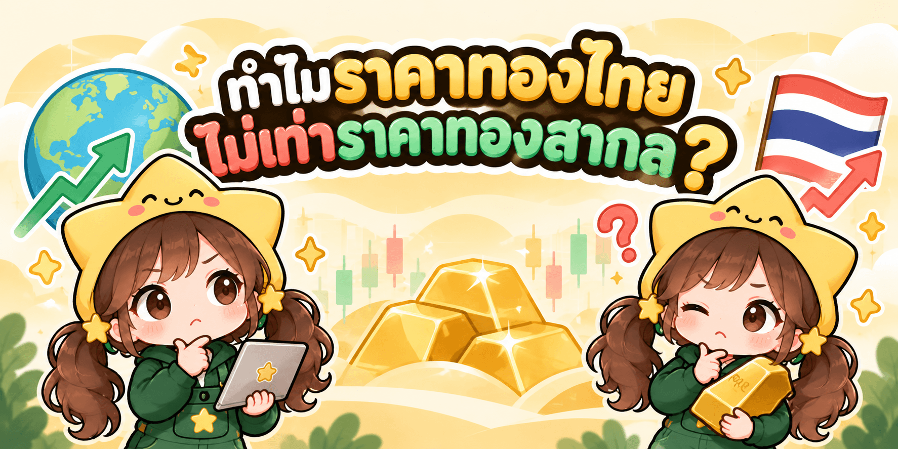ภาพประกอบตาชั่งเทียบราคาทองไทยกับราคาทองสากลที่ใช้หน่วยต่างกัน